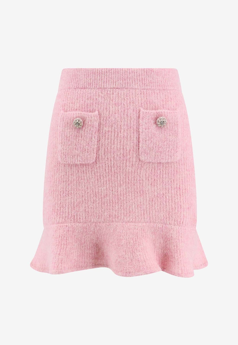 Flounce-Hem Rib Knit Mini Skirt