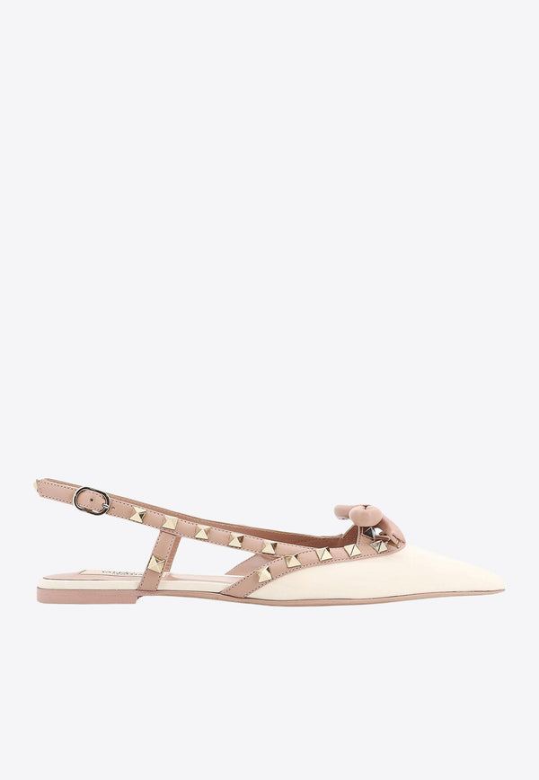 Rockstud Bow Slingback Flats in Patent Leather
