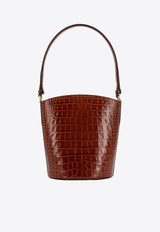 Medium Whitney Croc-Embossed Leather Bucket Bag