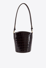 Whitney Croc-Embossed Leather Bucket Bag