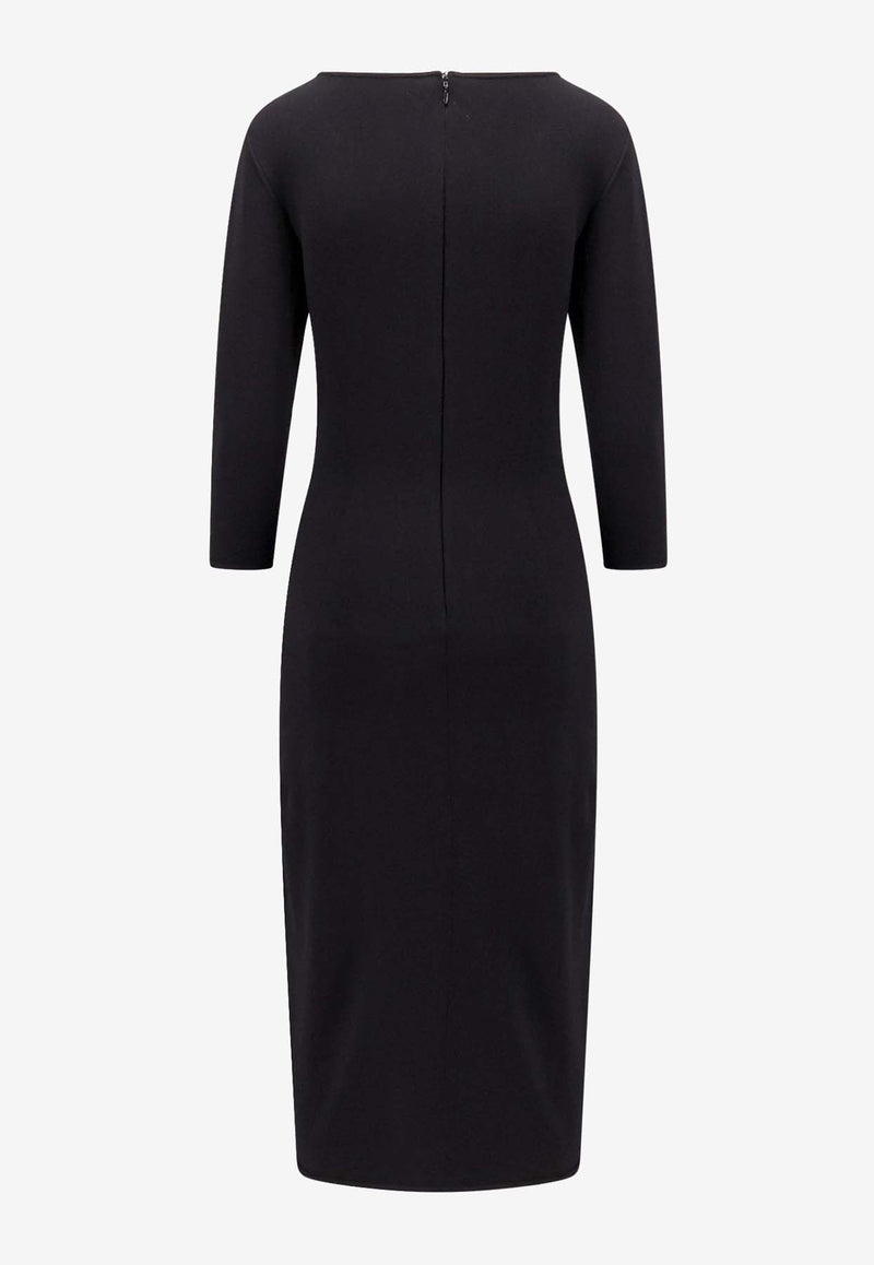 Metal-Monogram Knit Midi Dress