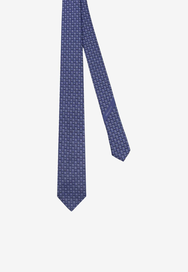 Gancini Monogram Jacquard Silk Tie