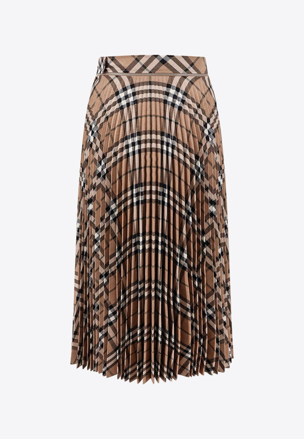 Vintage Check Pleated Midi Skirt