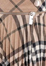 Vintage Check Pleated Midi Skirt