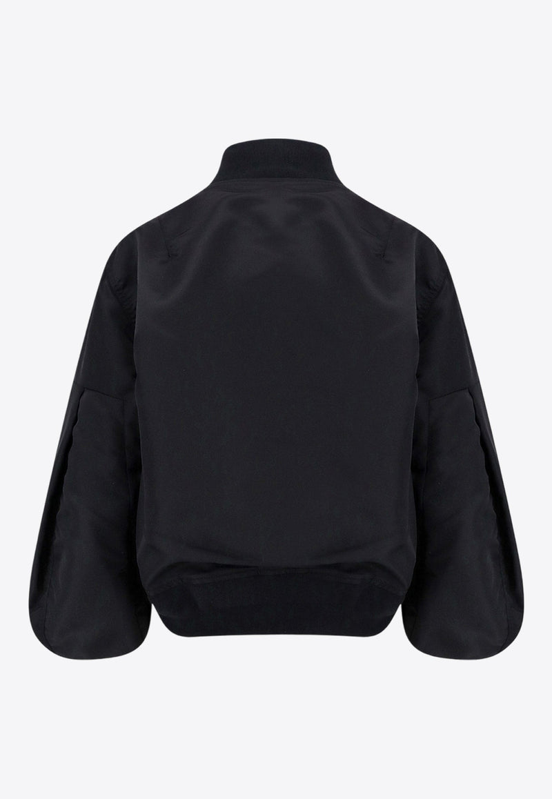 Puff-Sleeve Zip-Up Bomber Jacket