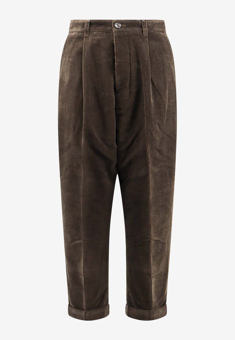 Carrot-Leg Corduroy Pants