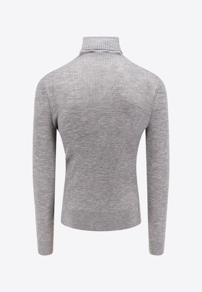 High-Neck Wool Blend Sweater