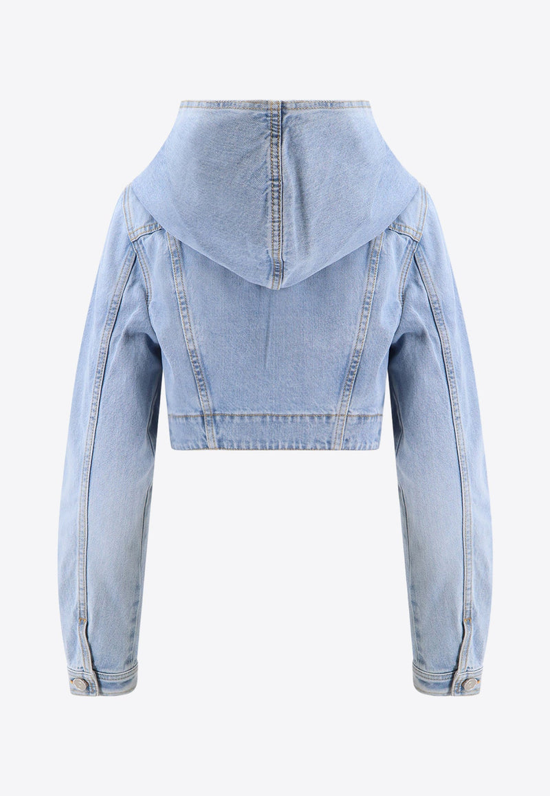 Hooded Denim Cropped Jacket