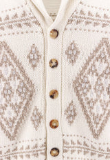 Cashmere Geometric Motif Cardigan