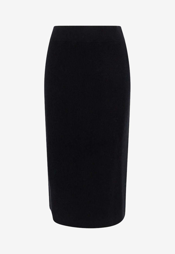 Ribbed Knit Midi Skirt