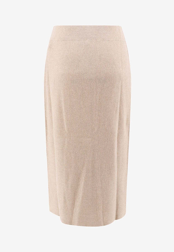 Ribbed Knit Midi Skirt