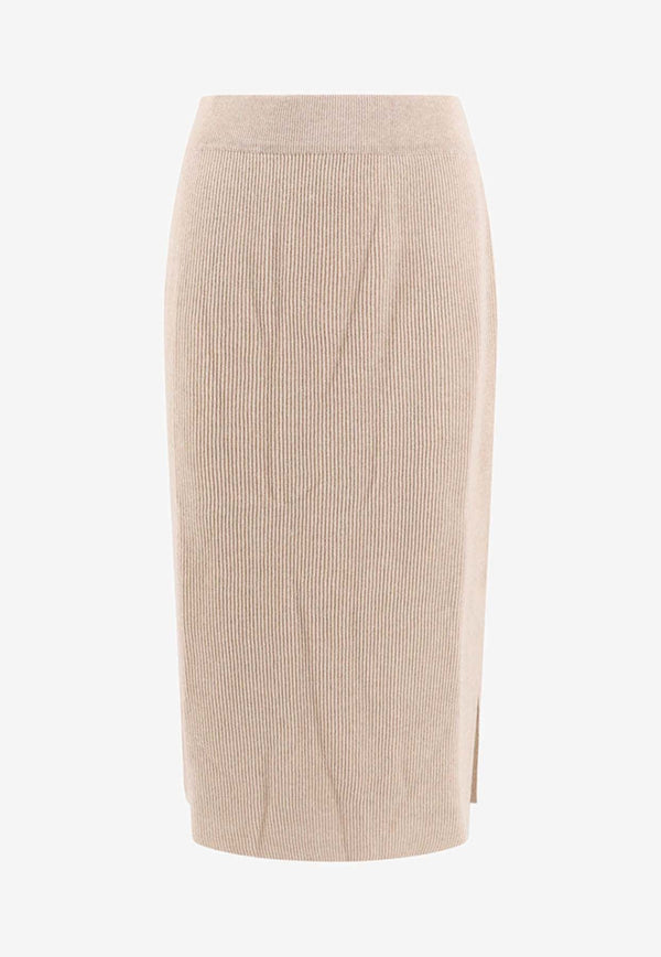 Ribbed Knit Midi Skirt