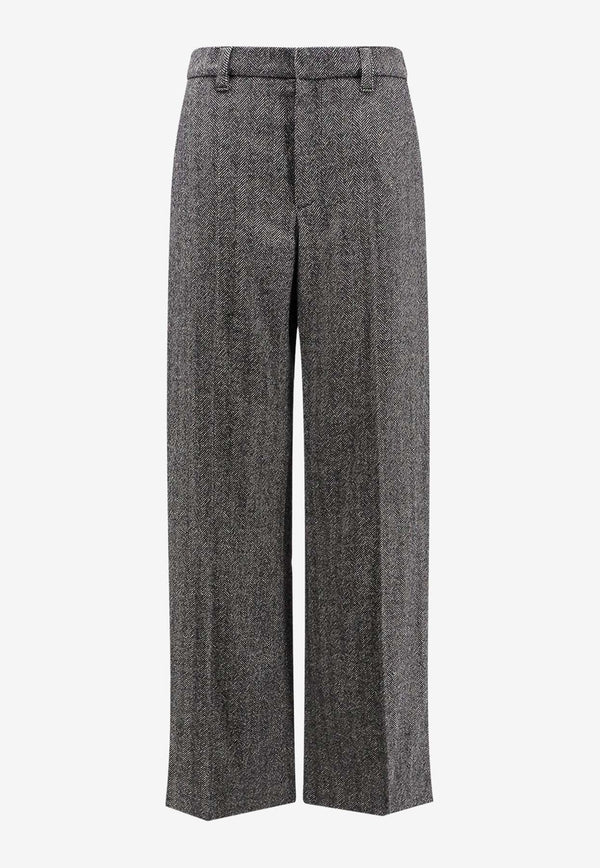 Herringbone Wool Tailored Pants