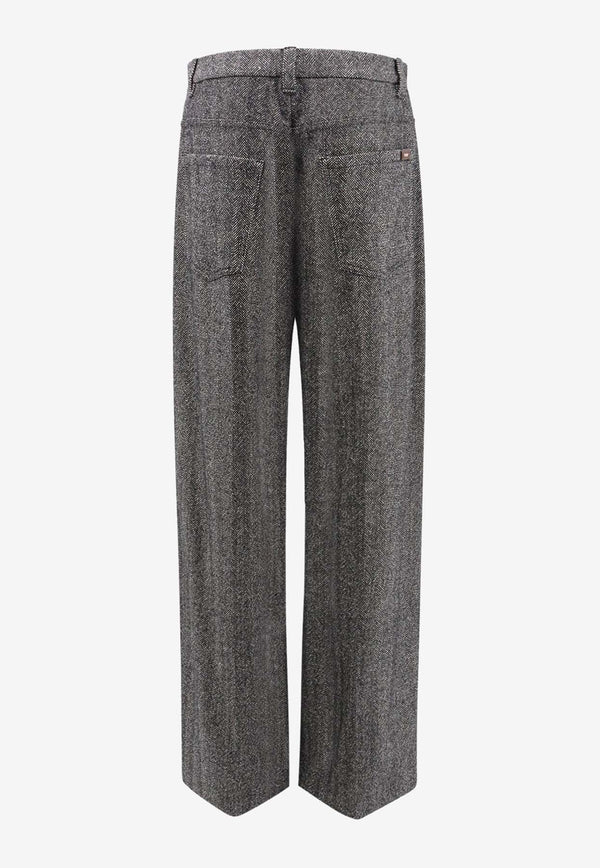 Herringbone Wool Tailored Pants