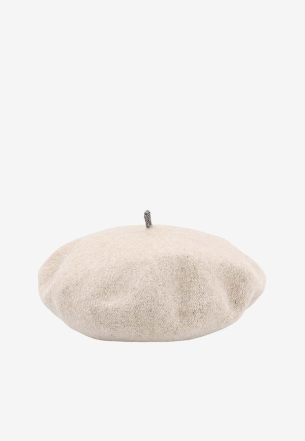 Wool Beret with Monili Detail