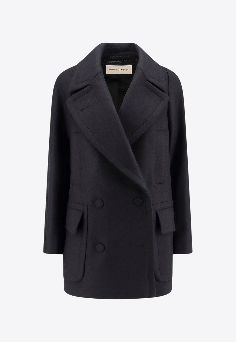 Double-Breasted Wool Blend Coat