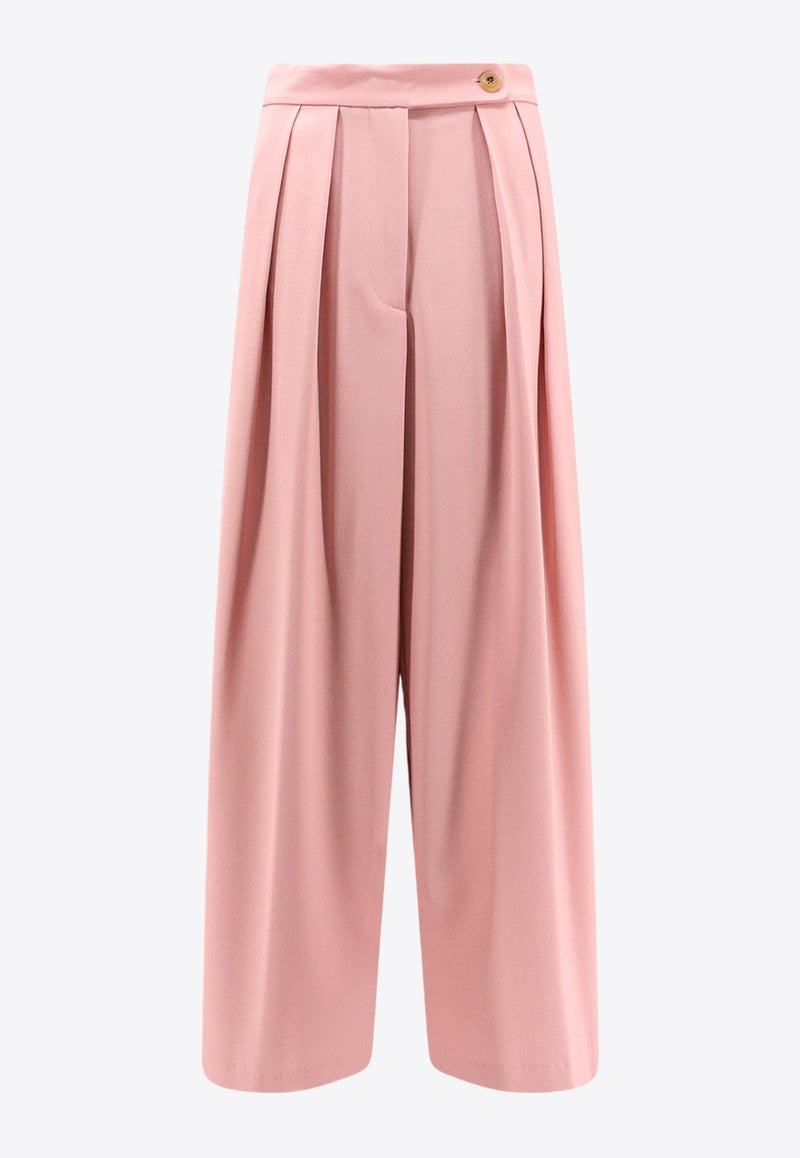 Pleat-Front Wide Leg Pants