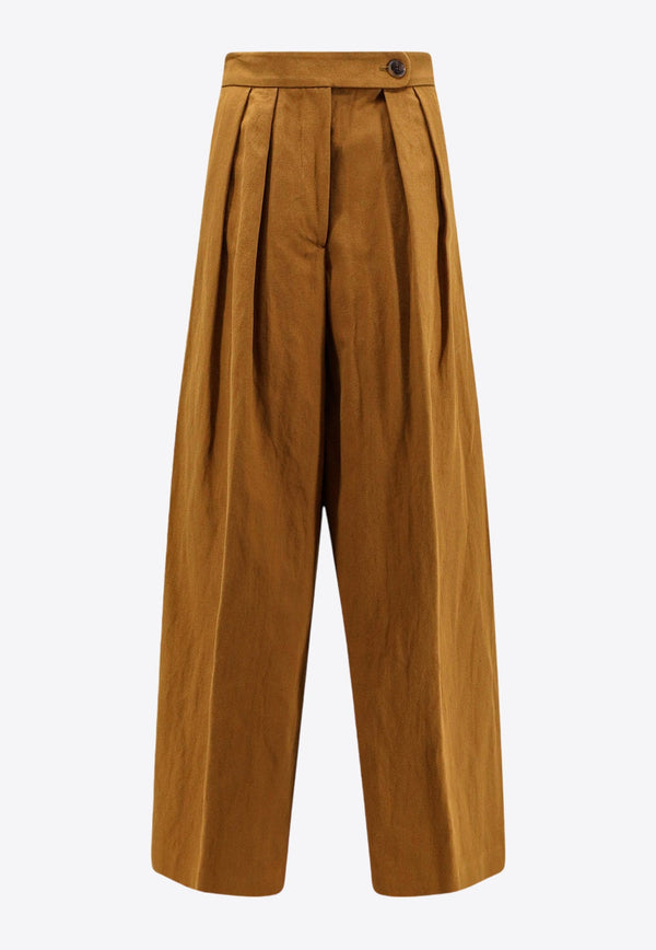 Pleat-Front Wide Leg Pants