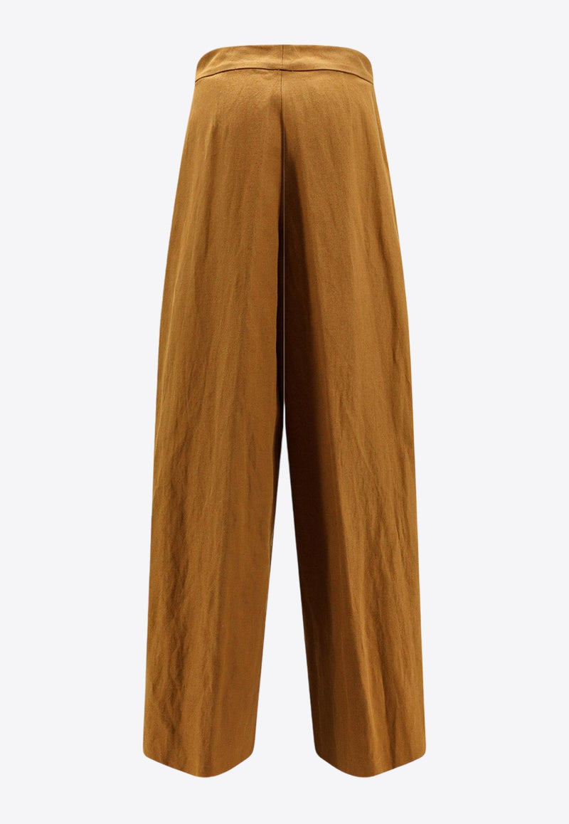 Pleat-Front Wide Leg Pants