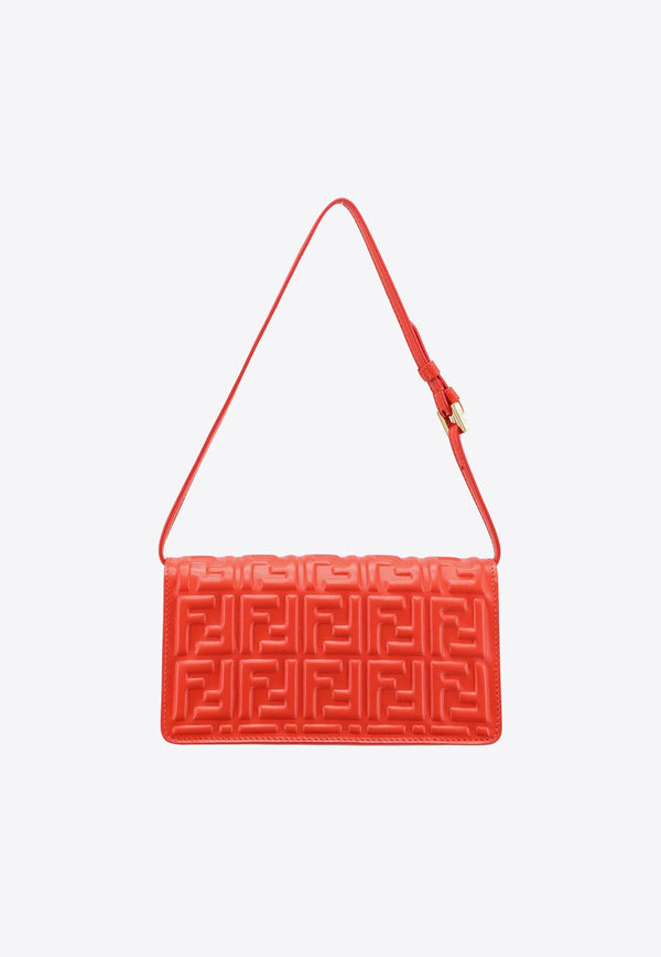 Baguette Embossed Leather Chain Clutch