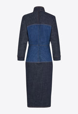 Two-Tone Midi Denim Dress