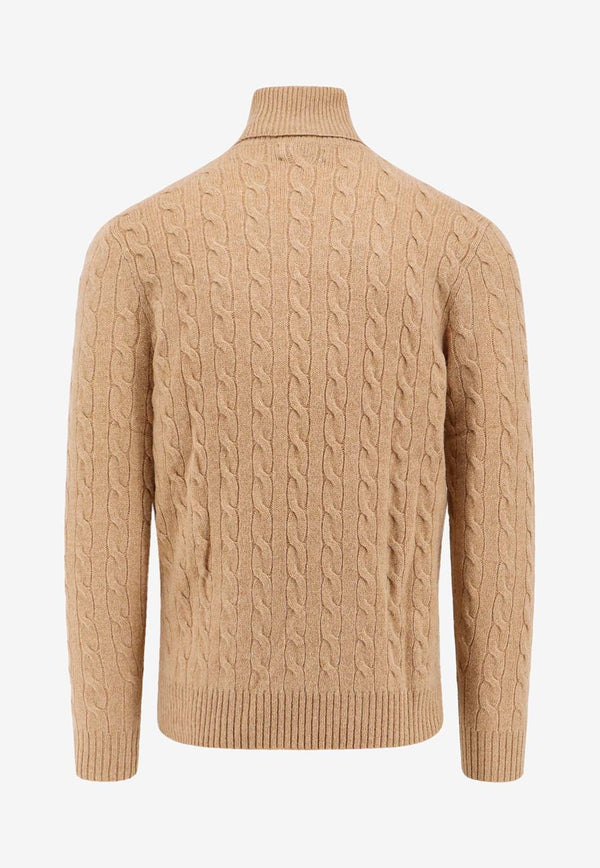 Cable Knit Turtleneck Wool Sweater