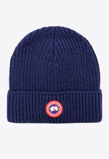 Logo Patch Ribbed Wool Beanie