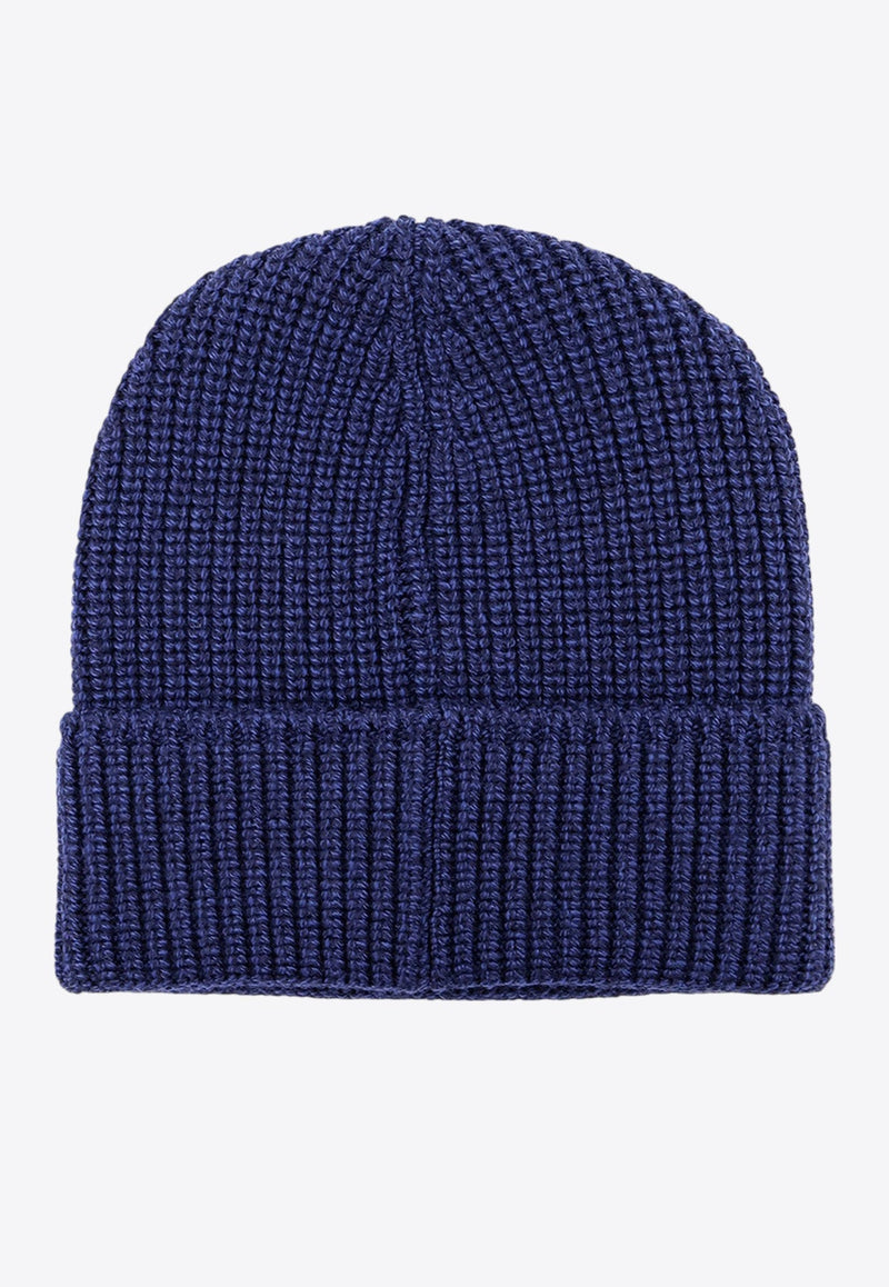 Logo Patch Ribbed Wool Beanie