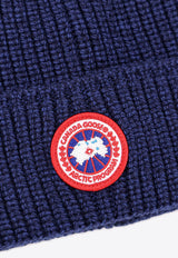 Logo Patch Ribbed Wool Beanie