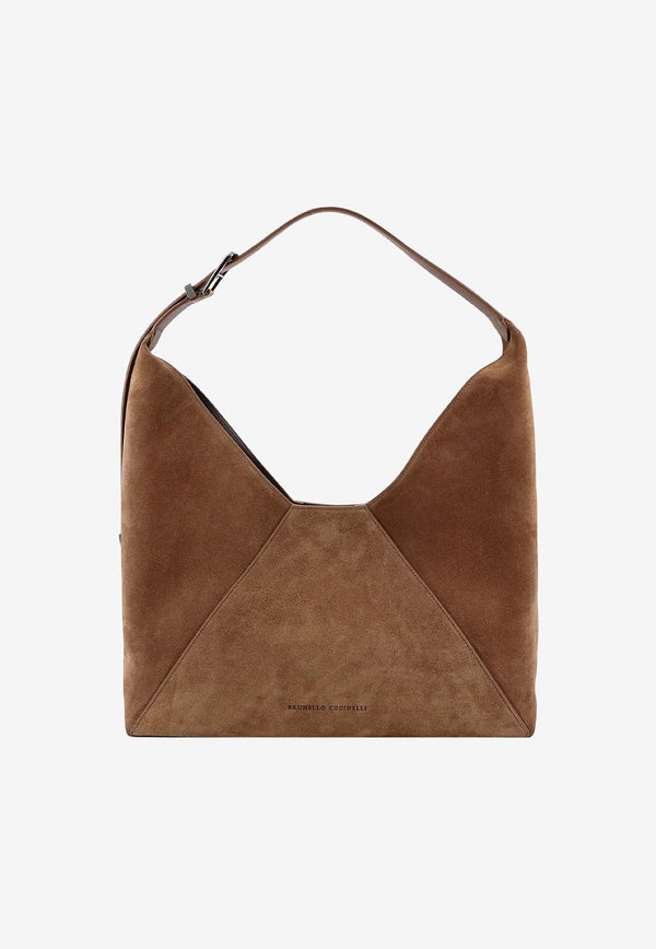 Logo Suede Hobo Bag