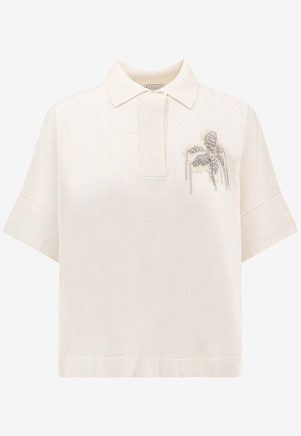 Appliquéd Cashmere Polo T-shirt