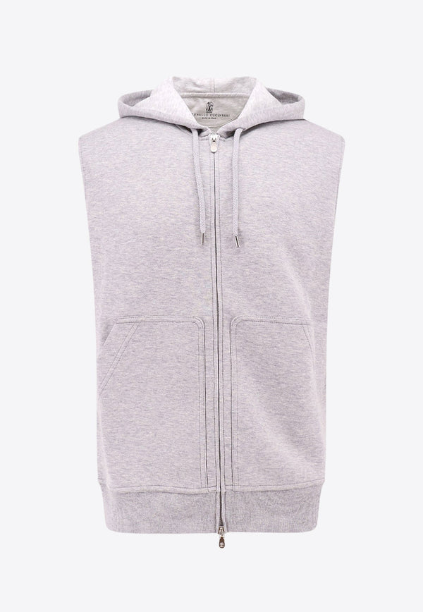 Zip-Up Sleeveless Hoodie