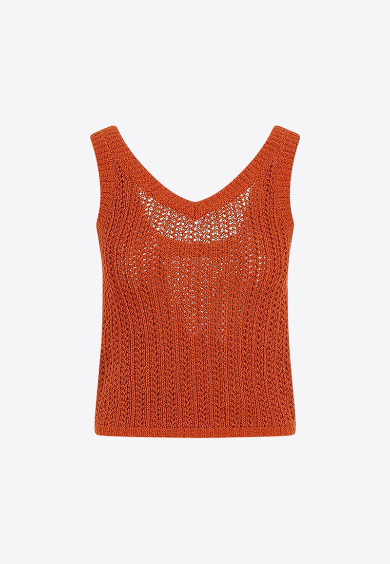 Arrigo Crochet V-neck Top
