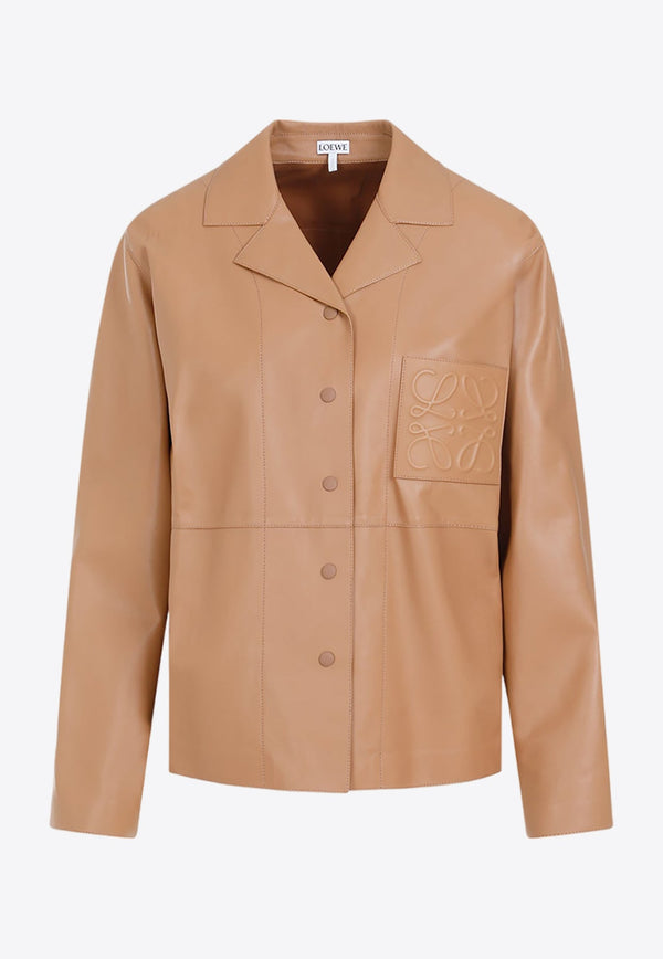 Anagram-Embossed Leather Jacket