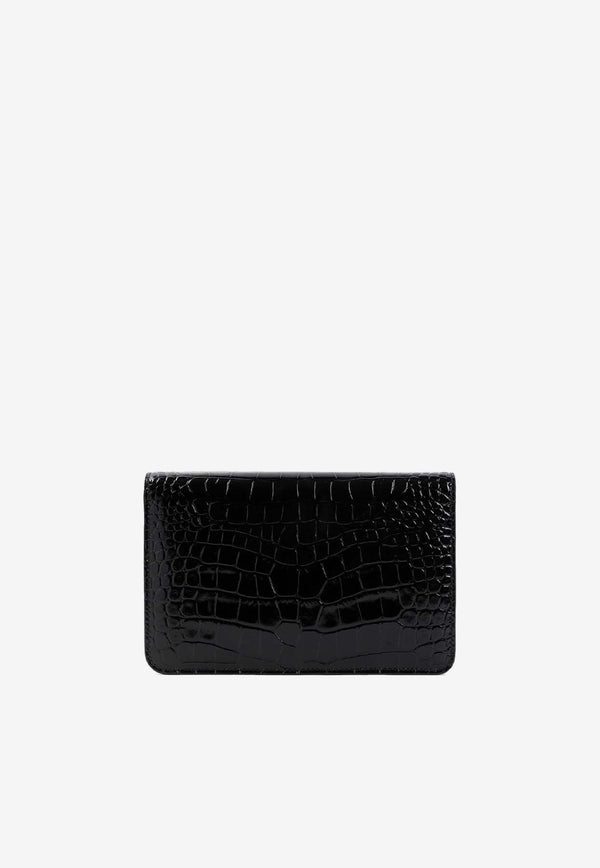 Small Stamped Croc-Leather Shoulder Bag