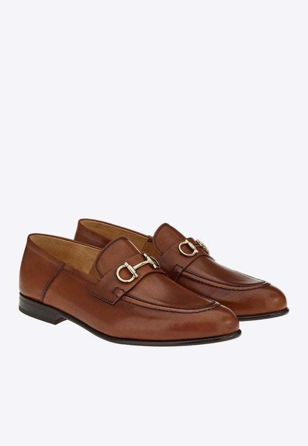 Ottone Gancini Leather Loafers