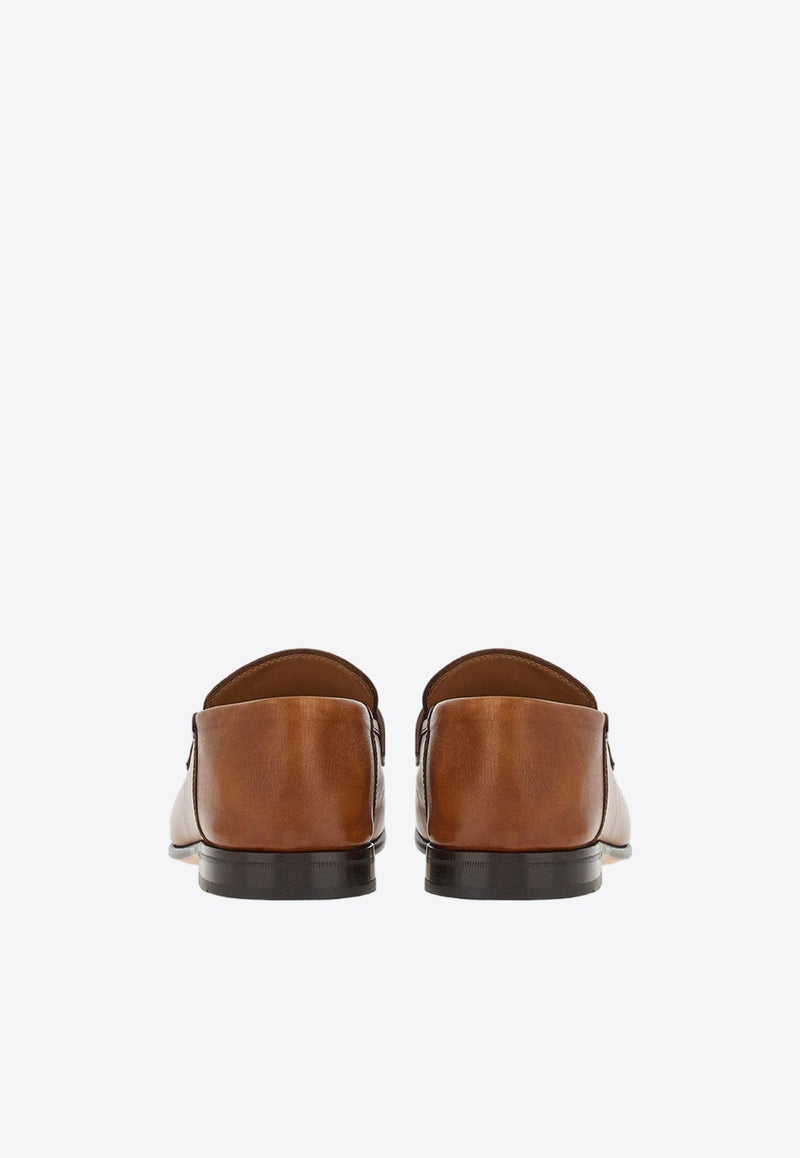 Ottone Gancini Leather Loafers