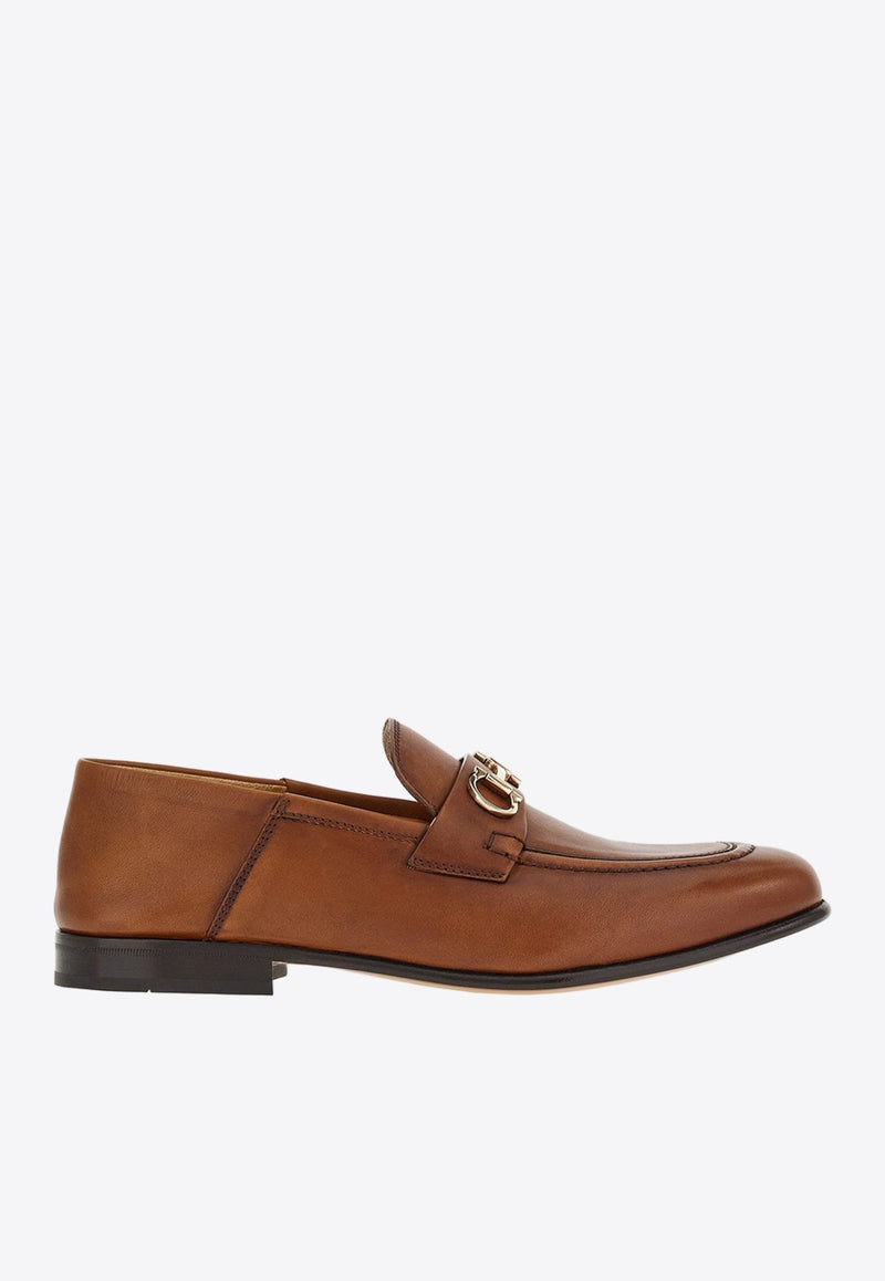 Ottone Gancini Leather Loafers