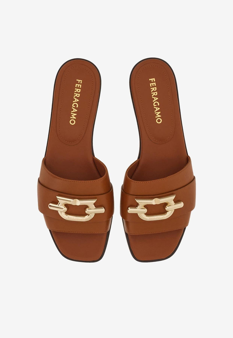 Priscilla Gancini-Plaque Flat Sandals