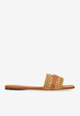 Leah Gancini Raffia Flat Sandals