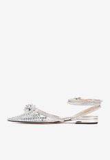 Double Bow Crystal-Embellished Flats