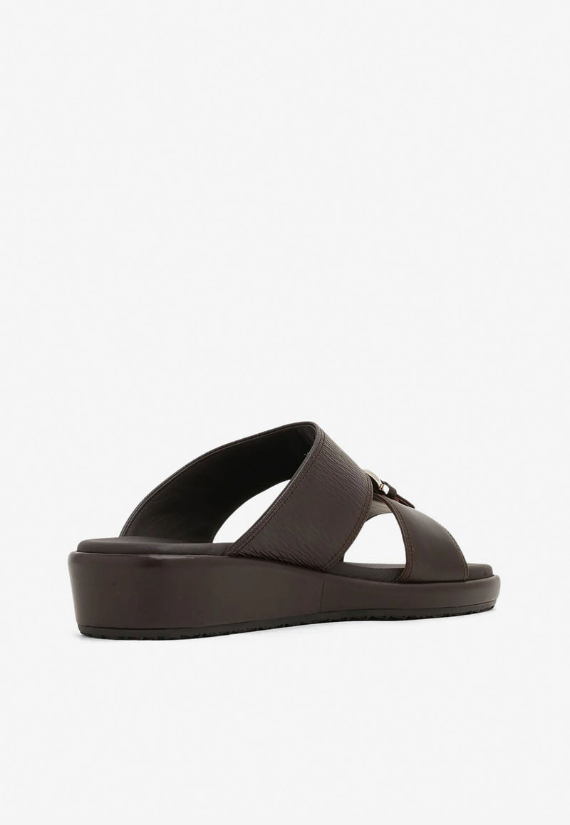 Murray Textured Leather Flat Sandals