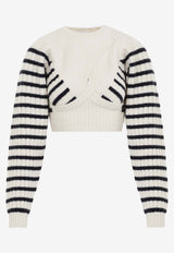 Ribbed Mariniere Cropped Sweater