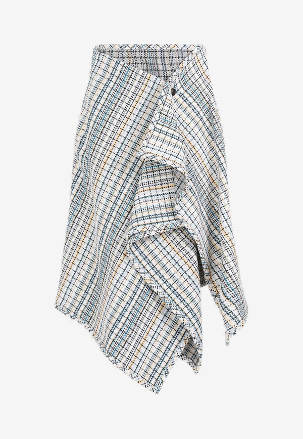 Checked Midi Wrap Skirt