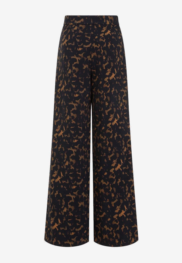 Abstract-Pattern Wide-Leg Pants