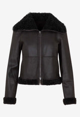 Shearling-Trimmed Leather Jacket