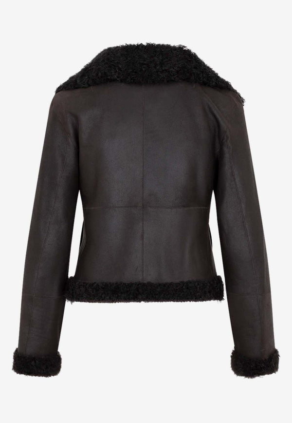 Shearling-Trimmed Leather Jacket