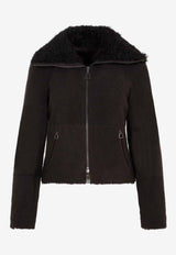 Shearling-Trimmed Leather Jacket