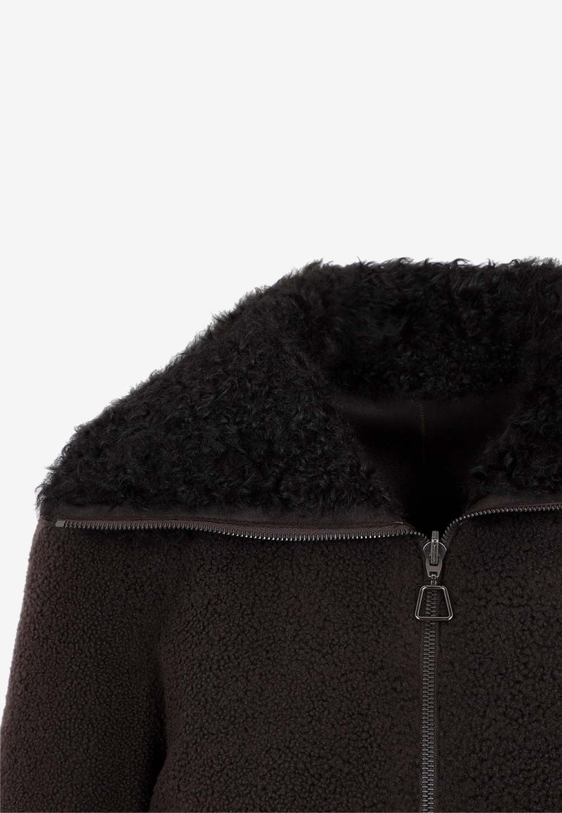 Shearling-Trimmed Leather Jacket