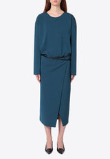 Wool-Blend Midi Dress with Belt